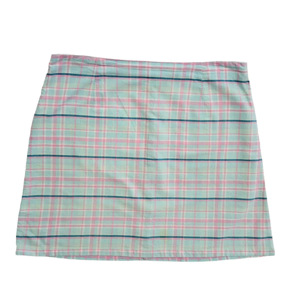 Joie De Vivre Vintage 90's Blue & Pink Checked A-Line Skirt Womens UK 14 W32
