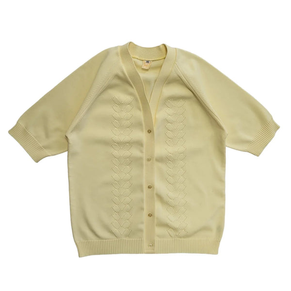 Countess 80's Yellow Short Sleeve Button Front Cardigan Womens UK 12