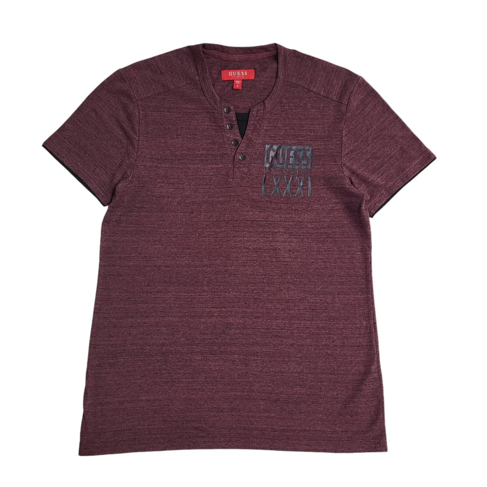 Guess Y2K Maroon Short Sleeve Slim Fit Polo T- Shirt Men's Size S