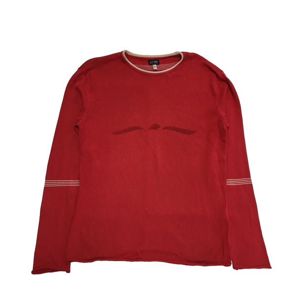 Armani Jeans Red L/Sleeve Knit Jumper UK Men's Medium K150