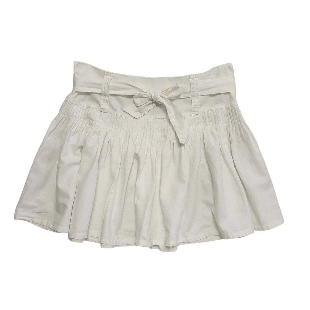 Next Vintage 90's White Belted Ruffle Skirt Womens UK Size 14 W32