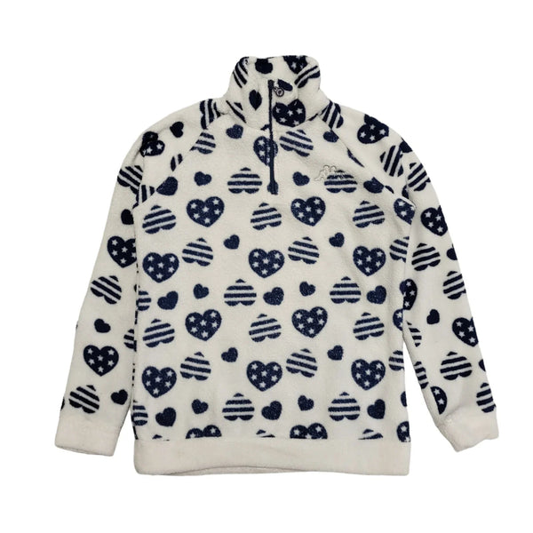Kappa Vintage 90's Blue & White 1/4 Zip Fleece Sweatshirt/ Pajamas Womens UK S