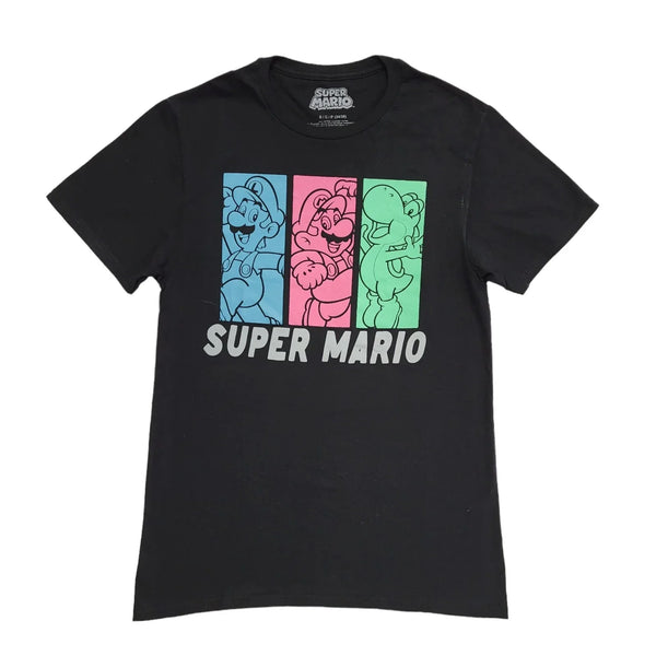 Vintage Y2K Super Mario Black Short Sleeve T-Shirt Mens Size S