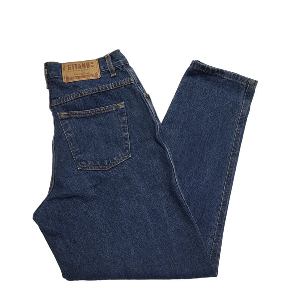 Gitano 90s Dark Blue Tapered Denim High Waist Jeans Uk Women's Size 12 W28 L30