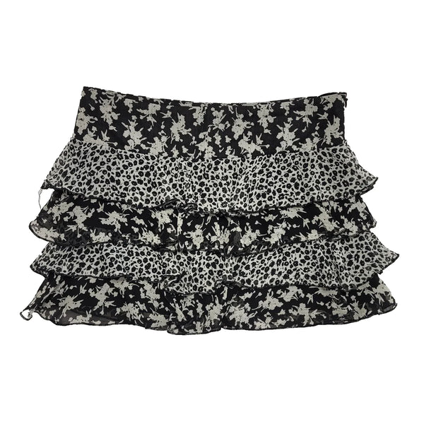 New Look Vintage 90's Black & White Floral Mini Skirt Womens UK 10-12 W30