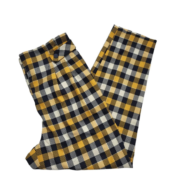 Topshop Blue & Yellow Tapered Check Trousers Womens BNWT UK 10 W28 L25 DD716