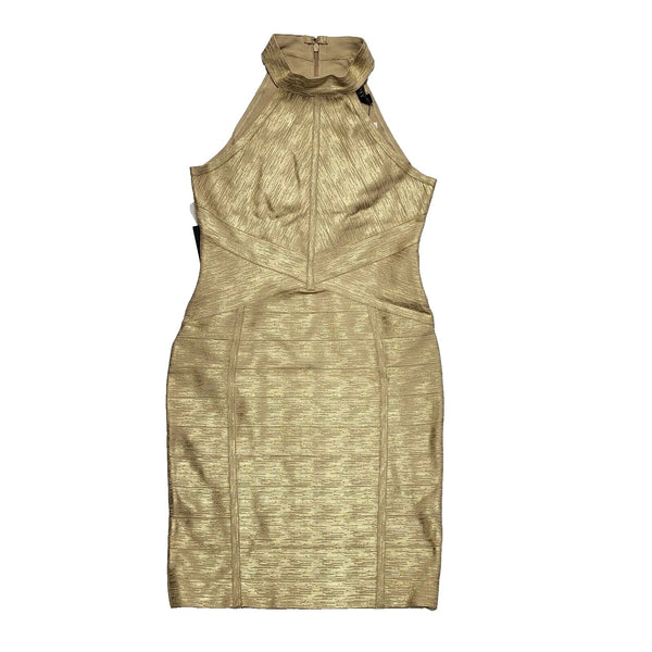 Lipsy Gold Sleeveless Bodycon Bandage Midi Party Dress Uk Women's 16 Bnwt L299