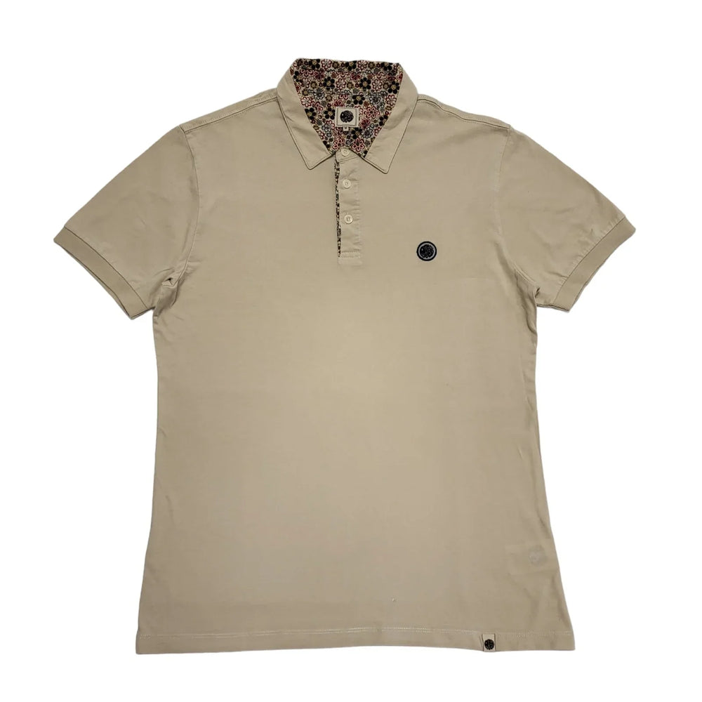 Pretty Green Beige Slim Fit Short Sleeve Sport Polo Shirt Uk Men's M DD373