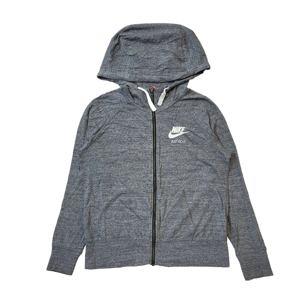 Nike Grey Zip Drawstring Sweatshirt Hoodie Women's UK M 10 EU 38 H65