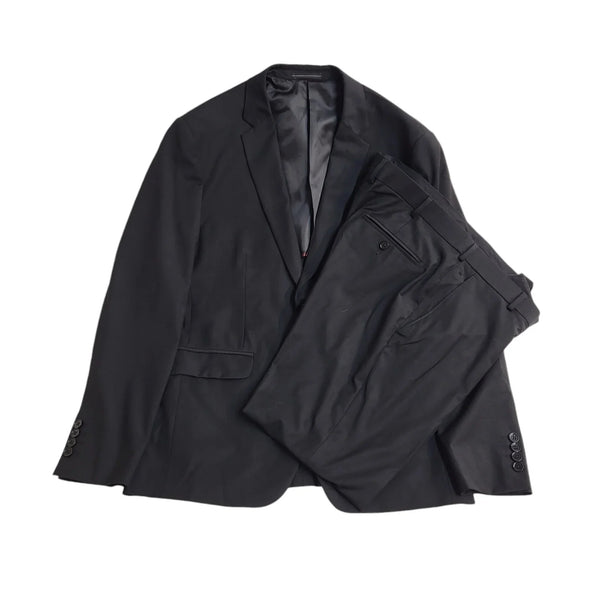 Louis Philippe Black 2 Piece Suit Blazer Trouser & Jacket Men's L 42" W36 FF52