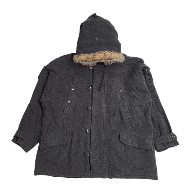 Gap Vintage 90's Dark Grey Zip & Button Hooded Jacket UK Men's Size XL