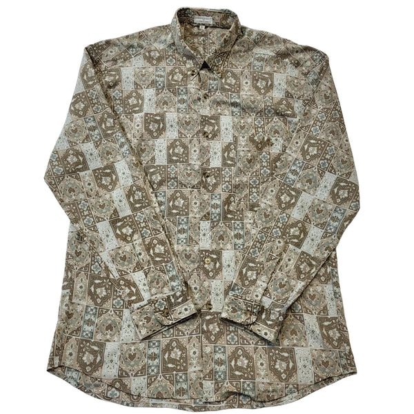 Gianni 90s Vintage Retro Abstract Long Sleeve Shirt Men's Size L