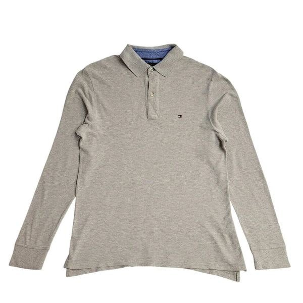 Tommy Hilfiger Y2K Beige Long Sleeve Polo T- Shirt Men's Size S