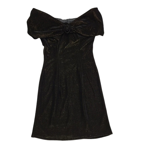 Black & White Vintage 90s Black Off Shoulder Dress Uk Women's Size 14 W32