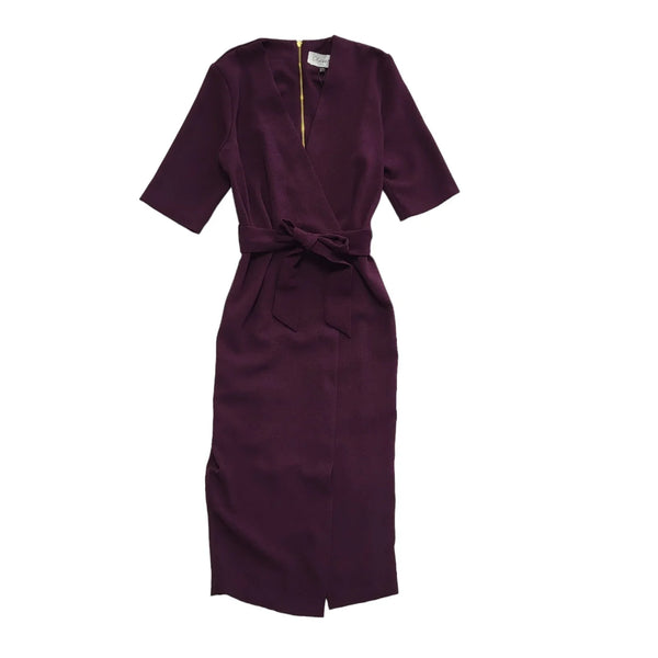Closet London Purple Wrap Pencil Dress Uk Women's Size 10 Bnwt CC444