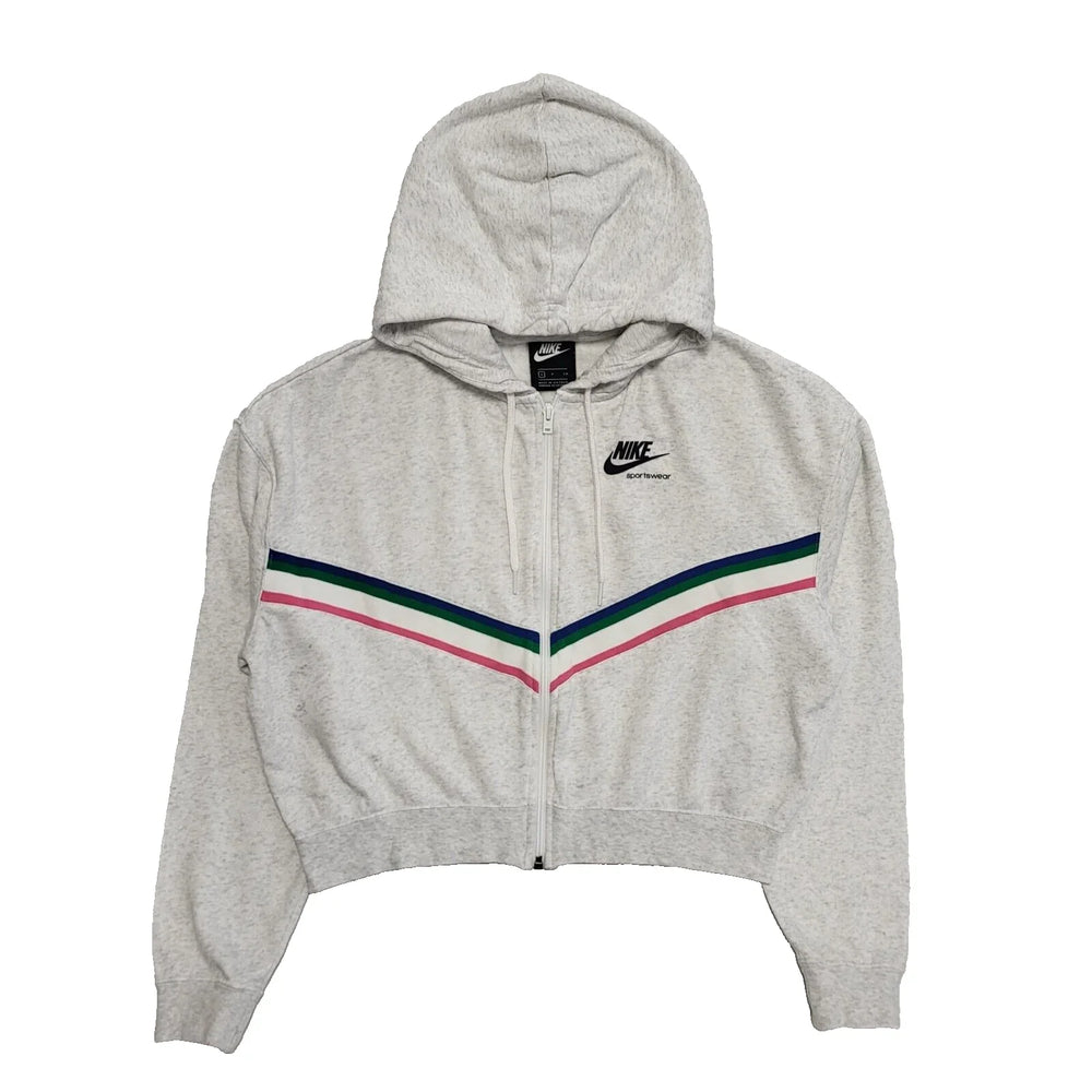 Nike Sweatshirt Hoodie Grey Cropped Women's UK S 8 Eu 36 L9