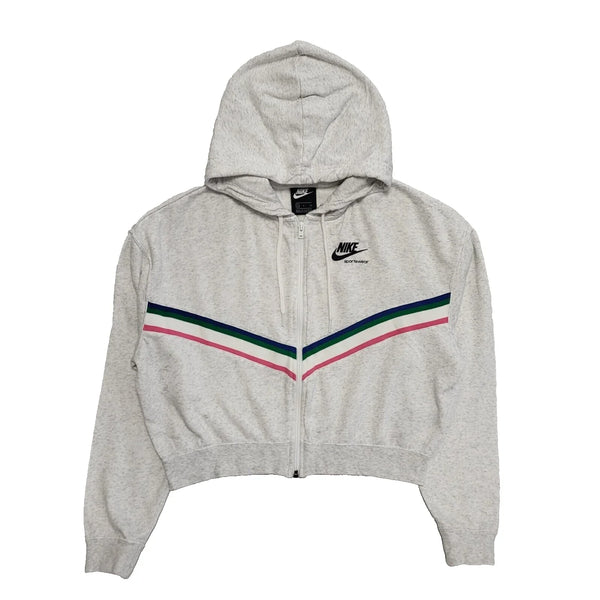 Nike Sweatshirt Hoodie Grey Cropped Women's UK S 8 Eu 36 L9