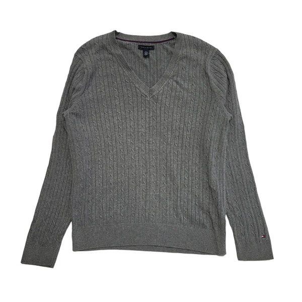 Tommy Hilfiger Grey V-Neck L/Sleeve Jumper Uk Women's XL 14 K522