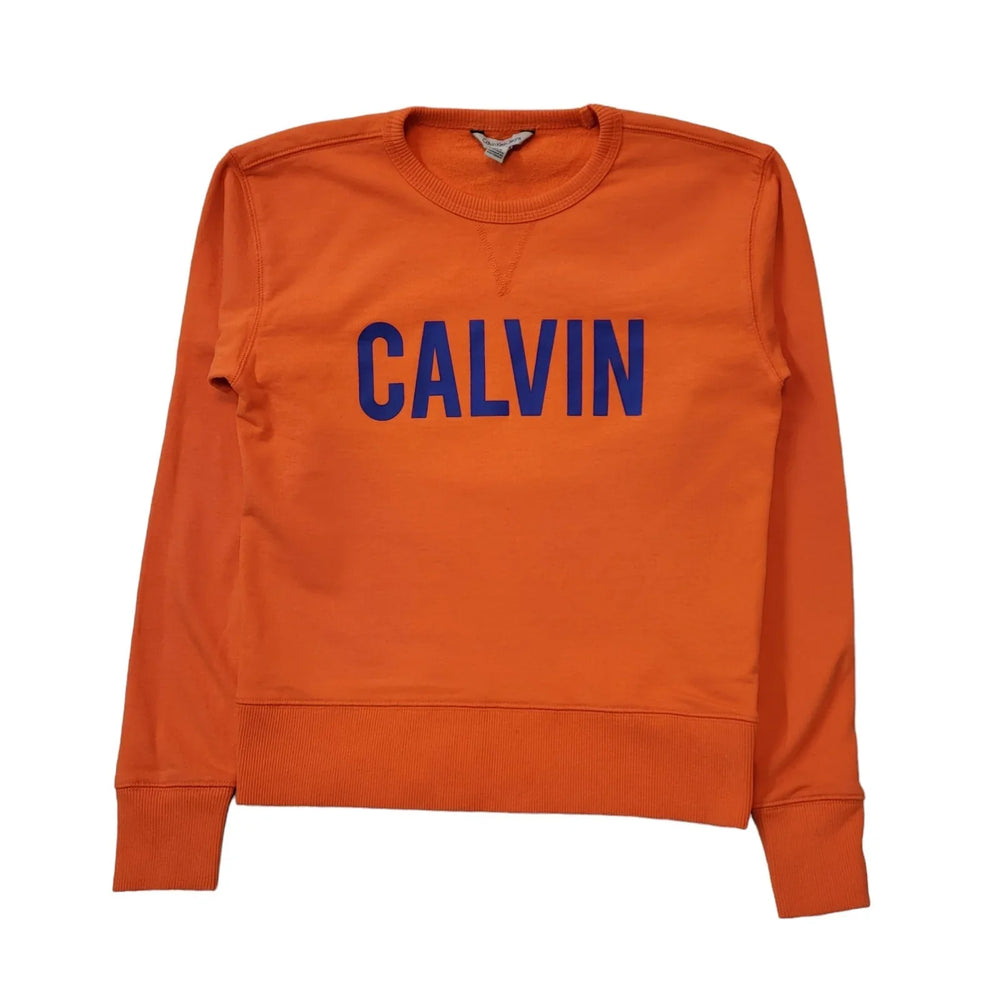 Calvin Klein Orange Retro Spell Out Y2k Sweatshirt Women's Uk S 8 H179