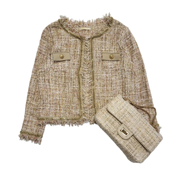 Malissa Light Brown Matching Hand Bag & Jacket Uk Women's Size 12 CC691