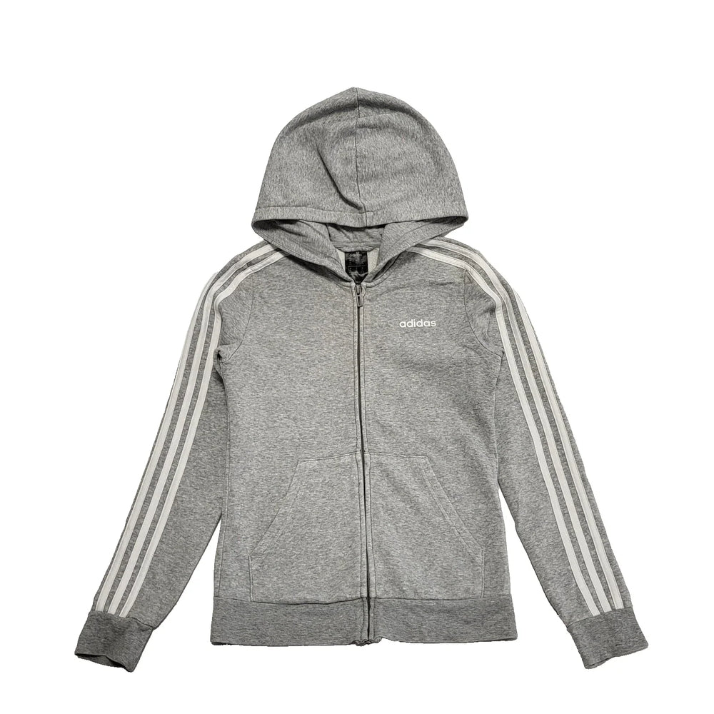 Adidas Grey Zip Up Drawstring Sweatshirt Hoodie UK Women's XS K811