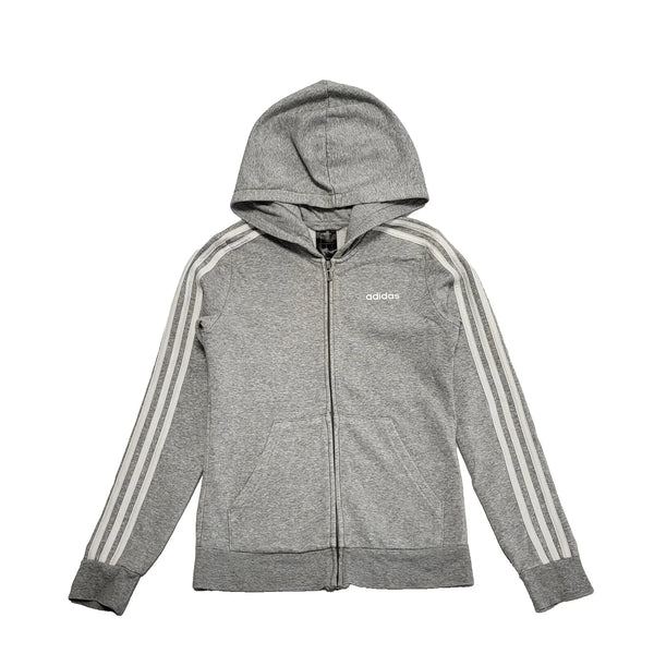 Adidas Grey Zip Up Drawstring Sweatshirt Hoodie UK Women's XS K811