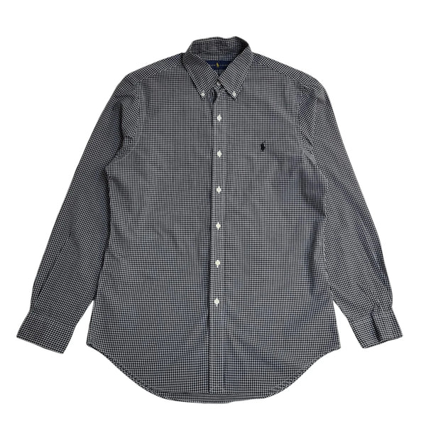Ralph Lauren Black & White Checked Regular Fit Long Sleeve Shirt Mens UK S EE366