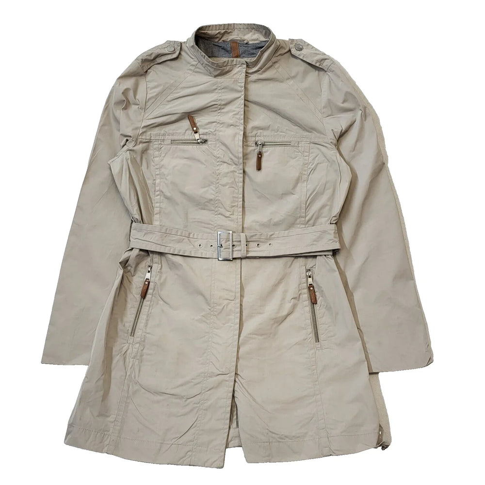 Fuchs Schmitt Beige Zip Snap & Belted Coat Women's  xL 14 eu 42 H137