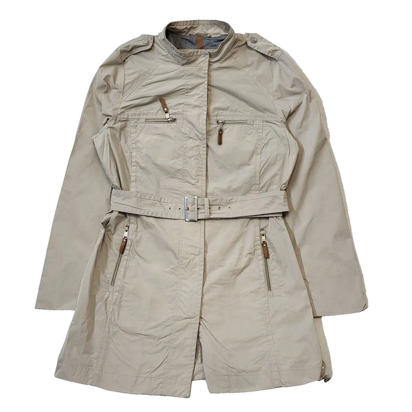 Fuchs Schmitt Beige Zip Snap & Belted Coat Women's  xL 14 eu 42 H137