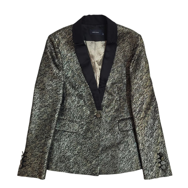 Karen Millen Black/Silver Button Dress Jacket UK Women's Size 10 EE953