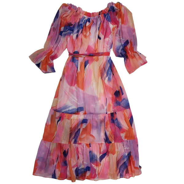 River Island Pink Balearic Sundow Dress Women's Size 10 Bnwt DD279