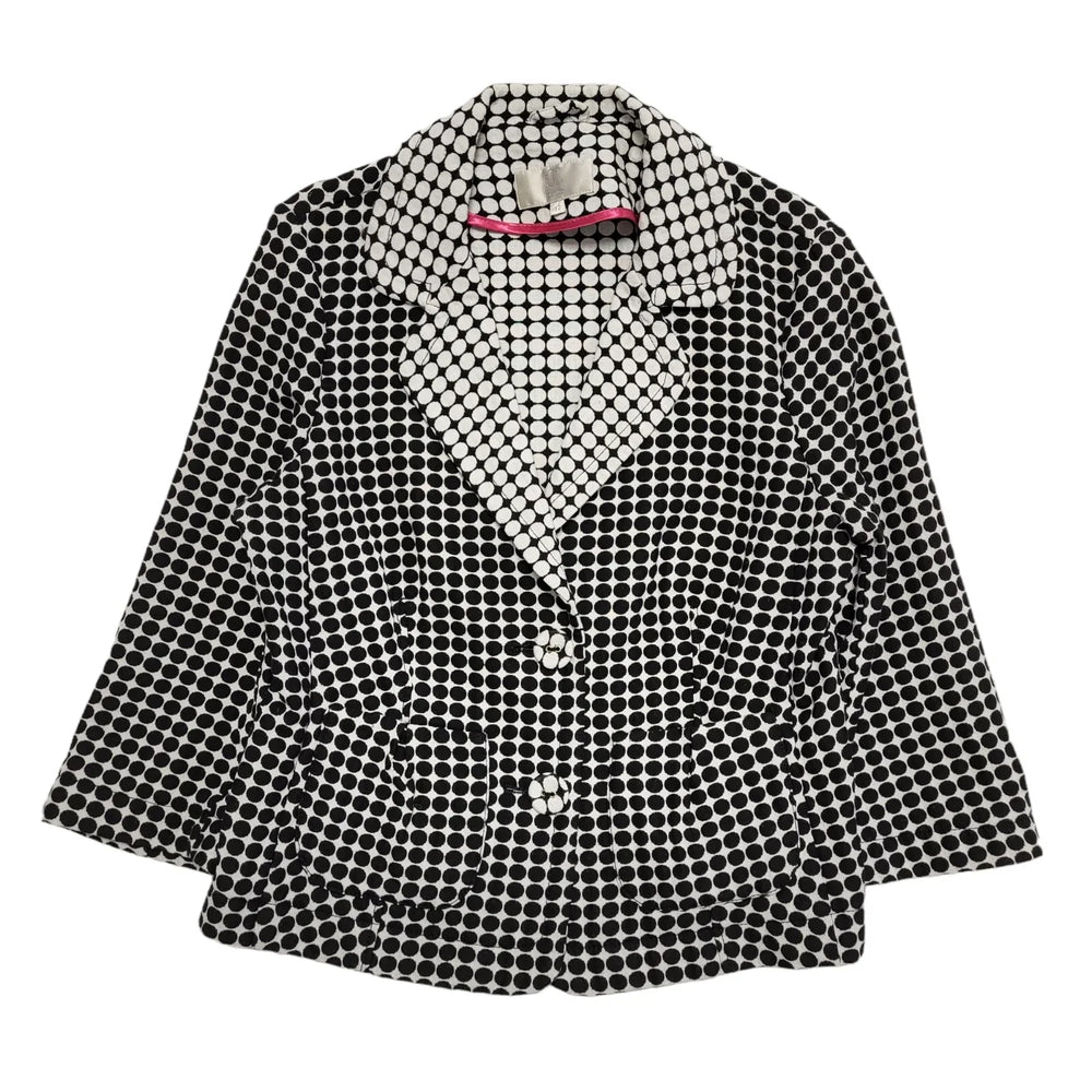CC Petite 90s Vintage Black White Button Cotton Blend Jacket Uk Women's Size 12