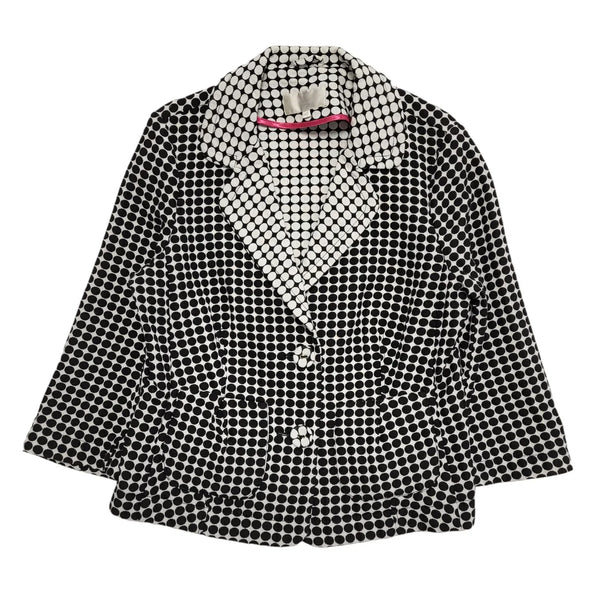 CC Petite 90s Vintage Black White Button Cotton Blend Jacket Uk Women's Size 12