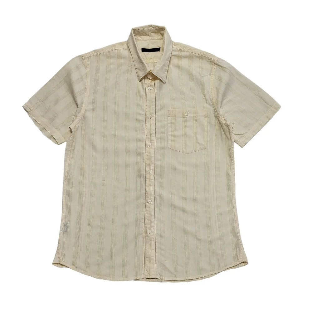 Reiss Yellow Short Sleeve Striped Regular Fit Shirt Uk Men's M DD821