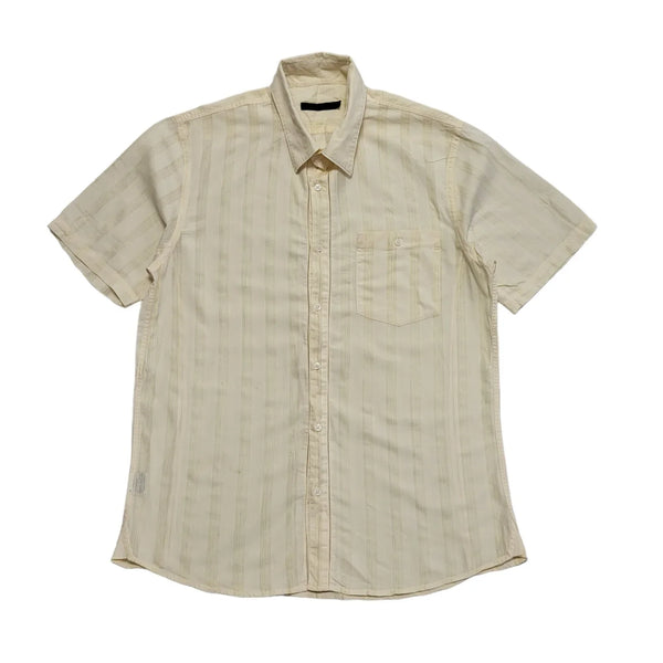 Reiss Yellow Short Sleeve Striped Regular Fit Shirt Uk Men's M DD821
