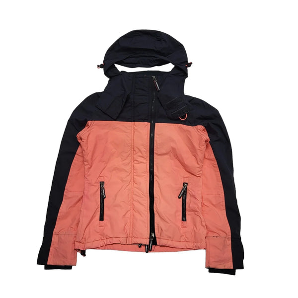 Superdry Pink Black Zipped Hooded Jacket Uk Women's Size S K707