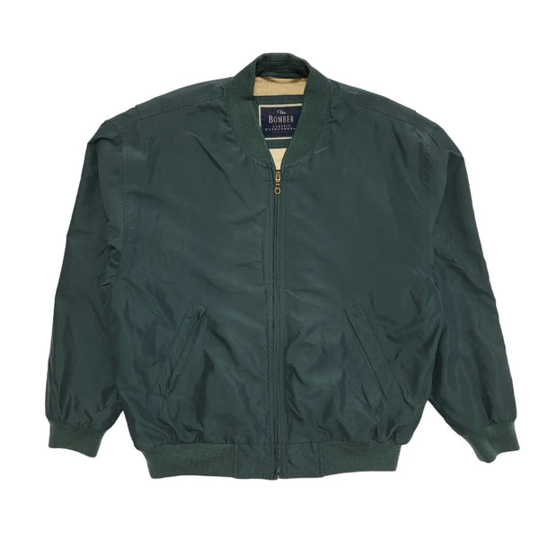 Marks & Spencer 90s Vintage Mod Green Zipped Bomber Jacket Men's Size Medium