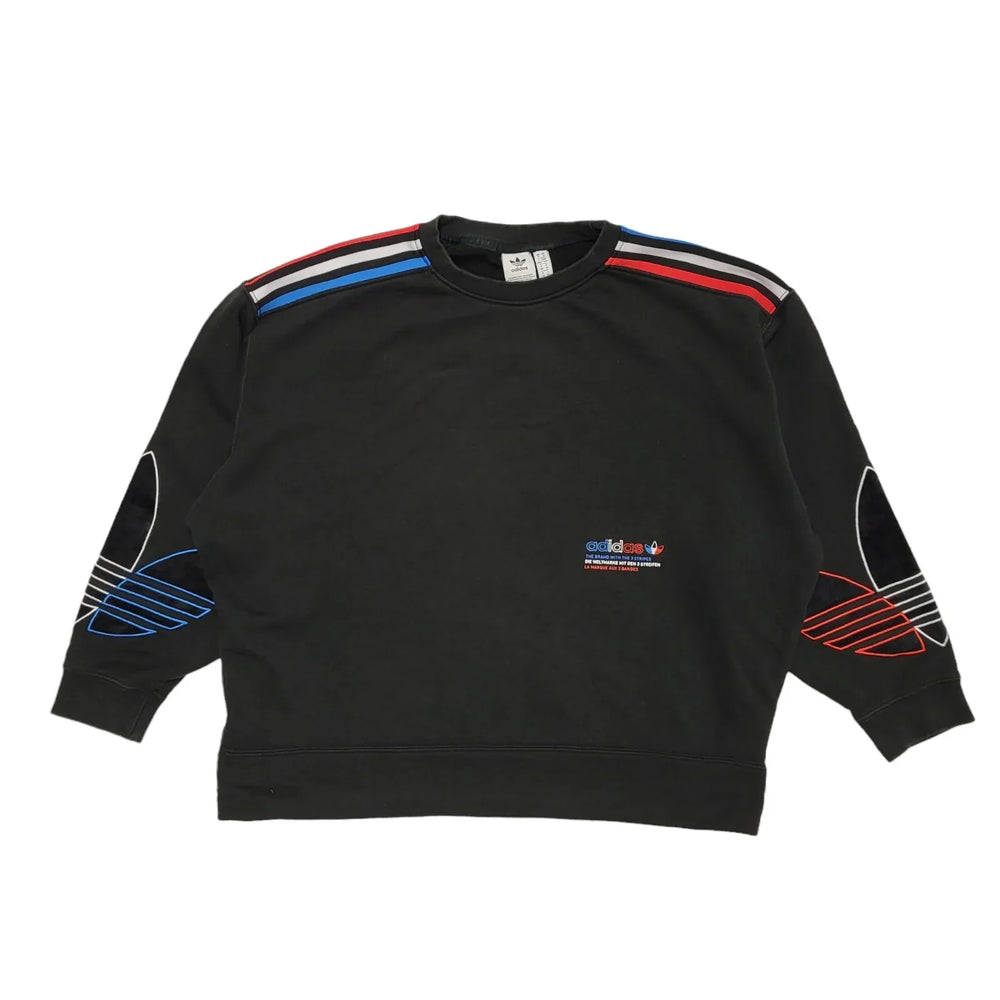 Adidas Black Round Neck Cropped Sports Sweatshirt Uk Women's Size 14 CC133