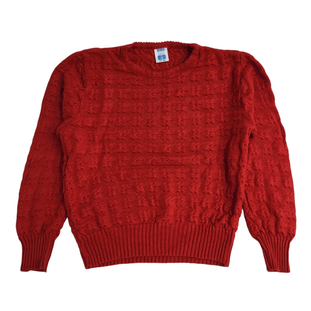 BHS Red Round Neck Vintage 90's Jumper UK Women's Size 16