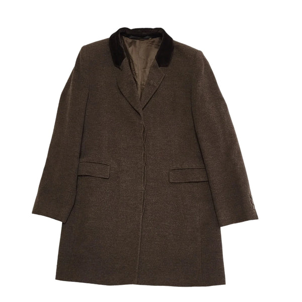 St Michael Brown Button Wool Coat Uk Women's Size 12 BB657