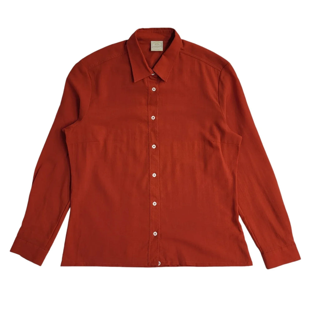 Walbusch Red 90's Long Sleeve Vintage Shirt Women's UK Size 14