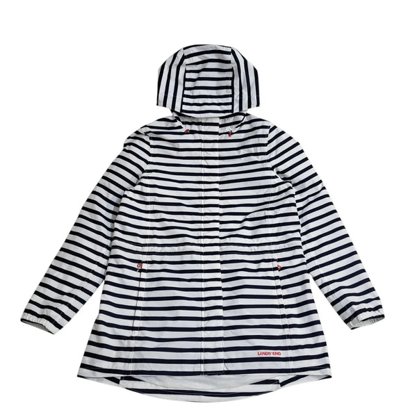Lands' End Jacket Navy White Raincoat Women's Size 6 XS L796