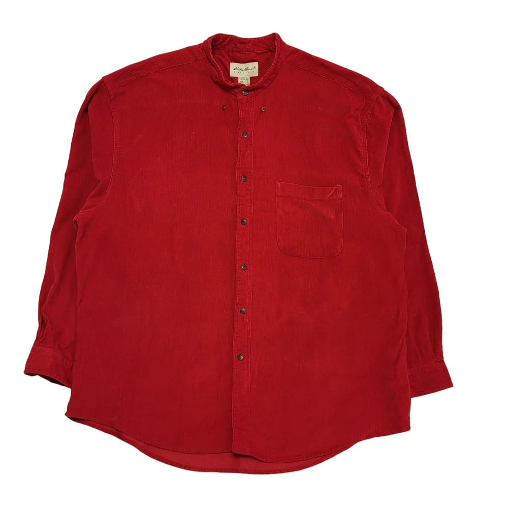 Eddie Bauer Vintage 90's Red Solid Long Sleeve Shirt Men's UK XL