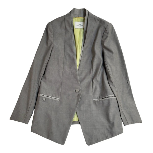 Day Dress Jacket Grey One Button UK Women's Size M L875