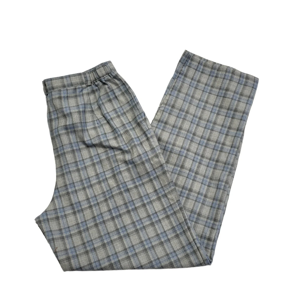Country Collection 90s Grey Blue Check Trousers Uk Women's 14 W32 L29