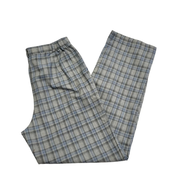 Country Collection 90s Grey Blue Check Trousers Uk Women's 14 W32 L29