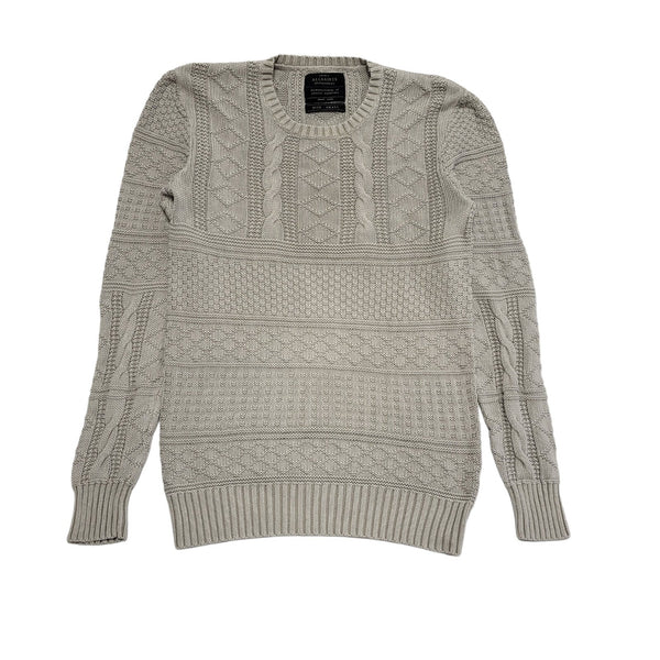 Allsaints Grey Crew Neck Knitted Jumper Uk Men's Size Small DD407