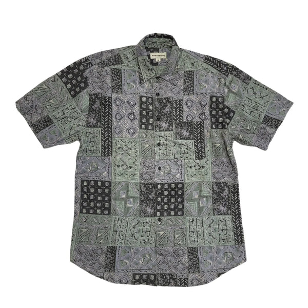 Northwood Vintage 90's Blue Green Abstract Short Sleeve Shirt Men's UK M