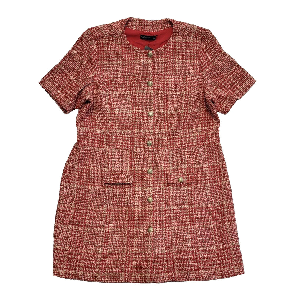 M&S Fit Summer Smock Dress Pink Button Uk Women's Size 20 Bnwt L323