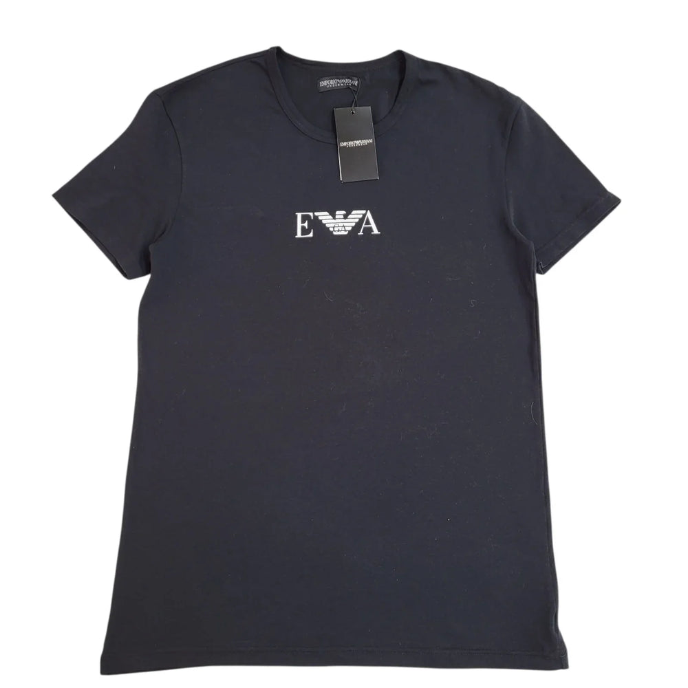 Emporio Armani Black Y2k Cotton Double Stitch T-Shirt Uk Women's Size L Bnwt